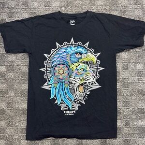 Black Graphic T-Shirt with Colorful Design